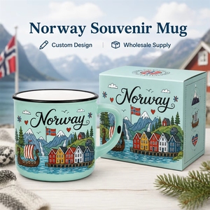 Taza de Café de Cerámica con Diseño de Barco Vikingo y Bandera, Souvenir de <span class=keywords><strong>Noruega</strong></span>, Europa, para Venta al por Mayor, Personalizable, ODM, OEM - Product Image 1