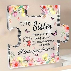 Lovely Desk Ornament Transparent <b>Acrylic</b> <b>Block</b> Puzzle Shape Customized Thanks Gift for Mom Dad Family Home Decoration - Product Image 3