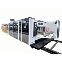 Machine d'impression flexographique 4 couleurs avec découpeuse et rainureuse pour boîtes en carton ondulé, avec système de fabrication de boîtes FFG à défilement vertical intégré