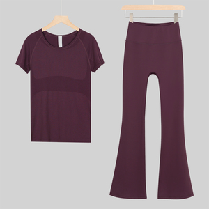 Women's Breathable Gym Fitness Sets 2-Piece Yoga Top and <b>Leggings</b> Solid <b>Pattern</b> Workout Wear Plus Size Available - Product Image 4