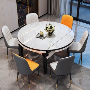 Meubles de salle à manger de style chinois, table à manger extensible en bois de luxe moderne et chaises - Product Image 3