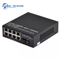 Medya dönüştürücü Fiber 10/100Mbps 1 SC Fiber optik 8RJ45 Lan portları Ethernet anahtarı optik kamera medya dönüştürücü