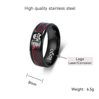Bague en acier inoxydable de 8mm, noir, rouge, blanc, crâne, nœud celtique, logo laser, bague en acier inoxydable, bagues pour doigts 1121