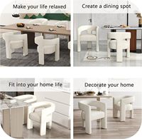 Fauteuil de salle à manger moderne en velours rembourré avec dossier en bouclette Sherpa et structure en bois, fauteuil confortable assemblé pour les pièces
