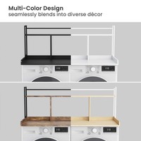 Planche de comptoir étanche pour lave-linge et sèche-linge WMS14-02, capacité 100 kg, étagère de rangement en bois robuste pour buanderie avec rebords de protection