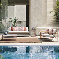 Ensemble table et chaises de loisirs d'extérieur en acier inoxydable, style moderne et minimaliste, pour table basse, canapé, villas, jardins, balcons, salle à manger