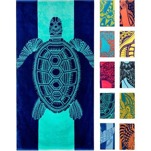 Premium tartaruga telo mare 34 "x 63" Extra Large Design unico Jacquard colori blu tropicale fatti a mano - Product Image 1