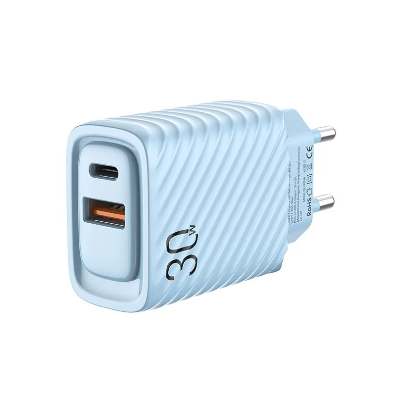 Kivee QC 4.0 27W PD 30W ปลั๊ก EU สำหรับเดินทาง USB-A USB-C ชาร์จเร็วขายส่งราคาถูกอุปกรณ์เสริมโทรศัพท์มือถือ