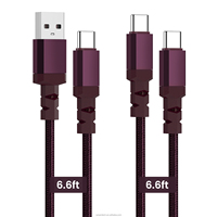 Kabel USB C 2m 6.6ft Logo Kustom 100W PD Pengisian Cepat Tipe C ke Tipe C Kabel Nilon Kepang Ekstra Panjang Grosir Kotak Hadiah