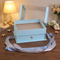 Boîte cadeau à double couche avec couvercle en acrylique transparent, boîte à cadeau de luxe avec nœud en ruban pour cosmétiques, emballage de cadeaux de mariage