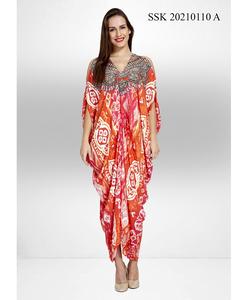 Compra elegantes vestidos largos casuales para mujer, trajes de verano de moda con patrones bordados para uso de fin de semana y viajes - Product Image 4