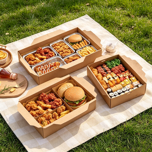 Caja Bento de Papel Kraft Biodegradable de Primera Calidad con Compartimento, Diseño Personalizado para Picnic, Comidas al Aire Libre y Preparación de Comidas - Product Image 2