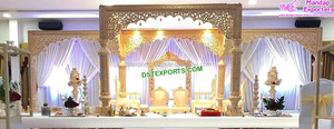 Mandap de mariage sud-indien en bois sculpté à la main avec un design exclusif de paon, moderne, léger, taille et couleur personnalisables, Royaume-Uni - Product Image 4