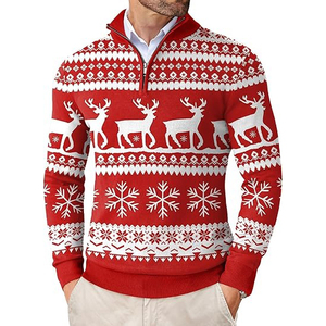 Sudadera con Capucha para Hombre, Cierre de Cremallera de un Cuarto, Manga Larga, Color Sólido, Cuello Alto, Informal, para Golf, Invierno, Bordada, ODM, 100% Algodón - Product Image 5