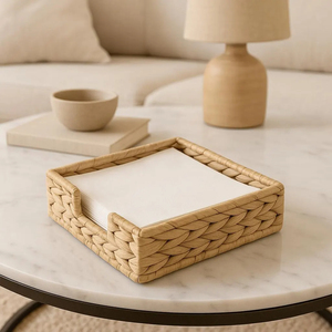 Natural Handwoven Square Tray Water Hyacinth Serving Tray for Drinks and Snacks Decorative <b>Coffee</b> <b>Table</b> Organizer - Product Image 2