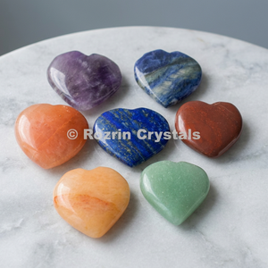 Ensemble de cristaux Rozrin pour la guérison des chakras, en forme de cœur, pierres précieuses polies, pierres naturelles, thème amour, cadeau artisanal décoratif pour la Saint-Valentin - Product Image 2
