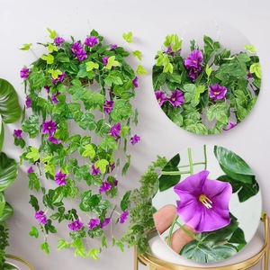 Planta Artificial Colgante de Gloría de la Mañana de 100cm-200cm, Cesta de Flores para Decoración de Bodas, Uso Interior y Exterior - Product Image 1