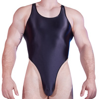 Bodysuit seksi pria tanpa punggung, potongan tinggi, berbahan bandage elastis halus, korset pembentuk tubuh, berkilau mengkilap, yoga leotard gay, berlubang-lubang.