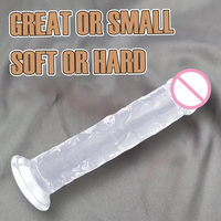 Venta al por Mayor Consolador Realista Personalizable de Cristal Suave y Flexible con Ventosa, Juguete Sexual de TPE y Silicona para Masaje de Pene
