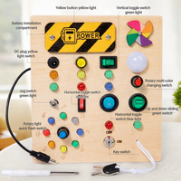 Tableau d'activités Montessori en bois avec lumières LED, jouet sensoriel à interrupteurs, planche d'activités pour la motricité fine pour les tout-petits de 1 à 3 ans, cadeau de voyage
