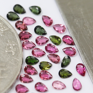 Turmalina Rosa Natural y Turmalina Verde en Forma de Pera de 3x2mm, Piedras Sueltas para Joyería con Tratamiento Térmico - Product Image 4