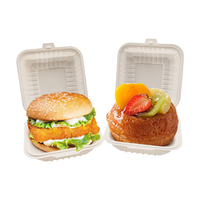 Boîte à hamburger biodégradable, emballage jetable pour hamburgers, conteneur pour la restauration à emporter et les restaurants à service rapide