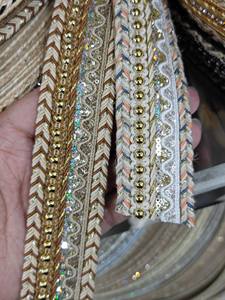 Fabriek Directe Groothandel Goud En Zilver Gevlochten Parel Kant Decoratie Metalen Kant Lint Rand - Product Image 3