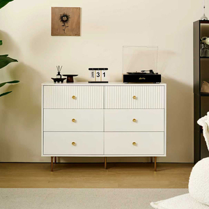 Luxury Modern Living Room Cabinet <b>6</b>-<b>Drawer</b> Sideboard With Large Capacity HDF 0815-white-<b>6</b> Chest of <b>Drawers</b> 0815-white-<b>6</b> - Product Image 2