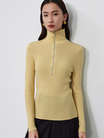 Automne hiver demi-ouvert poitrine fermeture éclair femmes pull léger demi-col haut Base coupe ajustée décontracté tout match haut tricots doux