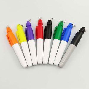Custom Mini Plastic <b>Permanent</b> <b>Marker</b> Pen with Keyring Silk Screen Printed Promotional Business Gift with Logo - Product Image 3