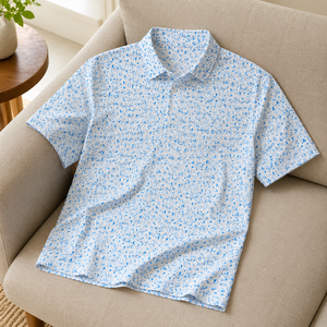 เสื้อโปโลกอล์ฟคุณภาพพรีเมียมแบบขายส่ง ยืดได้ 4 ทิศทาง พิมพ์ลายทั้งตัว สีฟ้าสดใส ทนทานต่อการเกิดขุย - Product Image 6