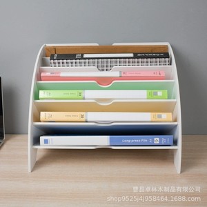 Fan-shaped <b>file</b> holder, A4 paper <b>organizer</b>, document holder, office desk, bookshelf, multi-layer large-capacity storage box - Product Image 1