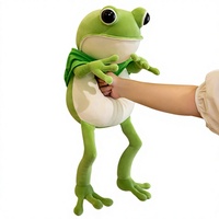 Grüner Frosch Plüschpuppe Cartoon Stofftier mit Umhang Weiches Kuschelkissen für Geburtstag Hochzeitsgeschenk