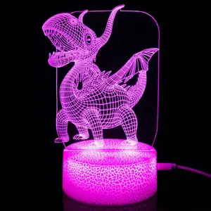 3d Acryl Usb Led Nachtlampje Dier Grafiek Serie Nachtlampje Voor Kind Kind Slaapkamer Slaap Licht Cadeau Voor Thuis Decor Tafellamp