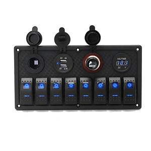 Painel de Interruptores LED à Prova d'Água IP65 de Alumínio 12V 24V com <span class=keywords><strong>8</strong></span> Botões e Carregador USB para Barco e Caravana - Product Image 1
