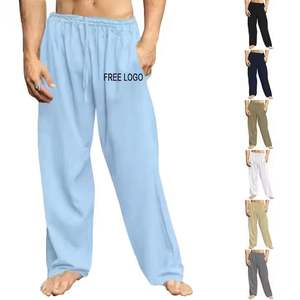 2025, venta al por mayor, pantalones de verano para hombre, algodón transpirable, tela Anden Lin, pantalones deportivos informales holgados de estilo Hip-Hop rectos medios - Product Image 1