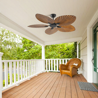 Ventilateur de plafond intelligent KBS Flower Fan 52 pouces à 5 pales, feuilles de palmier tropical, avec télécommande