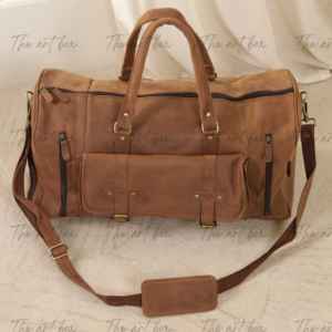 Maletas de Viaje de Cuero Genuino 100%, Gran Capacidad, Estilo Vintage, Cuero de Búfalo Genuino, Color Marrón, para Hombre, OEM - Product Image 5