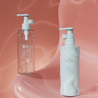 Color blanco 300ml PETG forma de onda botellas de champú y acondicionador de plástico con bomba