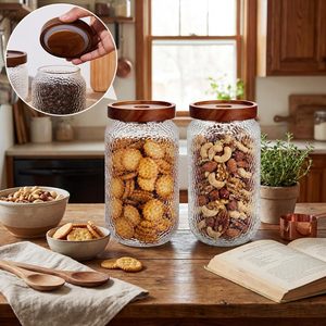 Home and Kitchen Accessories Storage <b>Boxes</b> Borosilicate Glass Containers for Food Storage Weck Mason Jars with Wooden Lids - Product Image 2