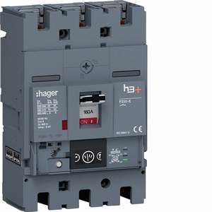HET160NR ปรับแต่งได้ด้วยเซอร์กิตเบรกเกอร์แบบหล่อขึ้นรูปของ Hagers รุ่น h3+ P250 LSIG Energy 3P 70kA 160A - Product Image 1