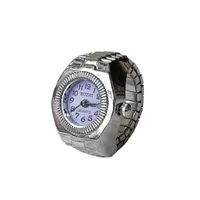 Jam tangan jari Mini Vintage, arloji pasangan tali elastis, cincin Quartz Romawi