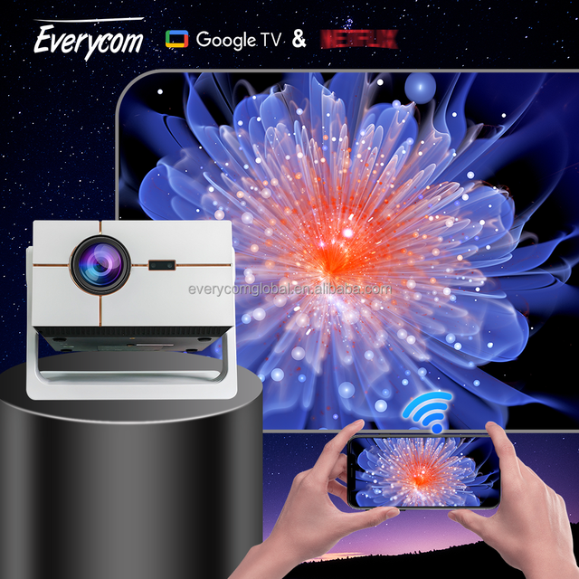 Google GTV Portable Stand 4K Projector 600ANSI Auto Focus Android Everycom YG628 Ultra Decoding 4k 1080P Portable Projector