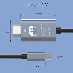 Adaptateur Type C vers Hdtv Câble Type C <span class=keywords><strong>4K</strong></span> 60Hz Câble convertisseur HDTV 2m pour convertisseur téléphone TV <span class=keywords><strong>Samsung</strong></span> MacBook - Product Image 6