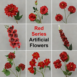 Flores Artificiales de Seda <span class=keywords><strong>Serie</strong></span> Roja, Hechas a Mano, Personalizables con Imagen, Materiales Florales para Ramos, Decoración de Bodas y Hogar, Día de San Valentín - Product Image 5