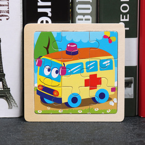 All'ingrosso Toddler 9 pcs puzzle bambini Baby Cartoon Early Educational altro giocattolo veicolo Puzzle in legno - Product Image 3