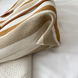 <b>Simple</b> Canvas Stripe Decor Bucket Women Top Crossbody Household Storage Bags - Product Image 4