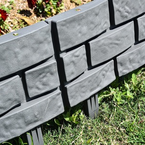 Lot de 4 briques en plastique mur effet <span class=keywords><strong>pierre</strong></span> paysage pelouse Jardin bordure de Jardin panneaux de clôture décoratifs réglables pour l'extérieur - Product Image 2