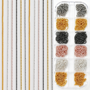 Lot de 12 chaînes à breloques pour nail art, chaînes perlées en métal, accessoires pour ongles, chaînes à maillons or, argent, noir, rose, décoration pour manucure - Product Image 5