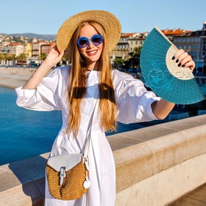 Ventilador de mano de papel plegable portátil con etiqueta privada personalizada, técnica pintada, función portátil - Product Image 3